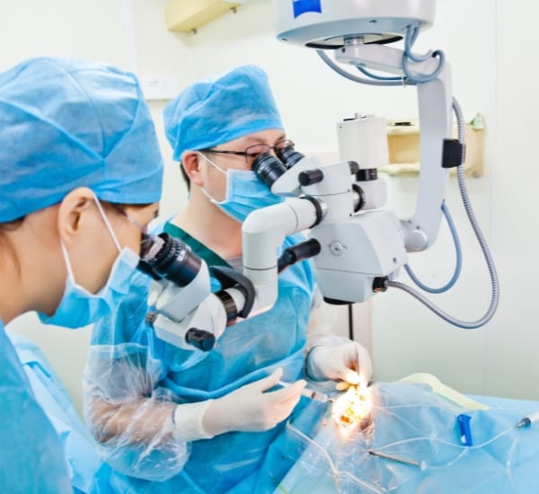 Cataract Surgery Cost Surat 3 Surgeons performing cataract surgery using advanced eye equipment