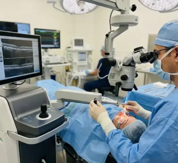 Laser cataract surgery procedure performed using advanced eye equipment